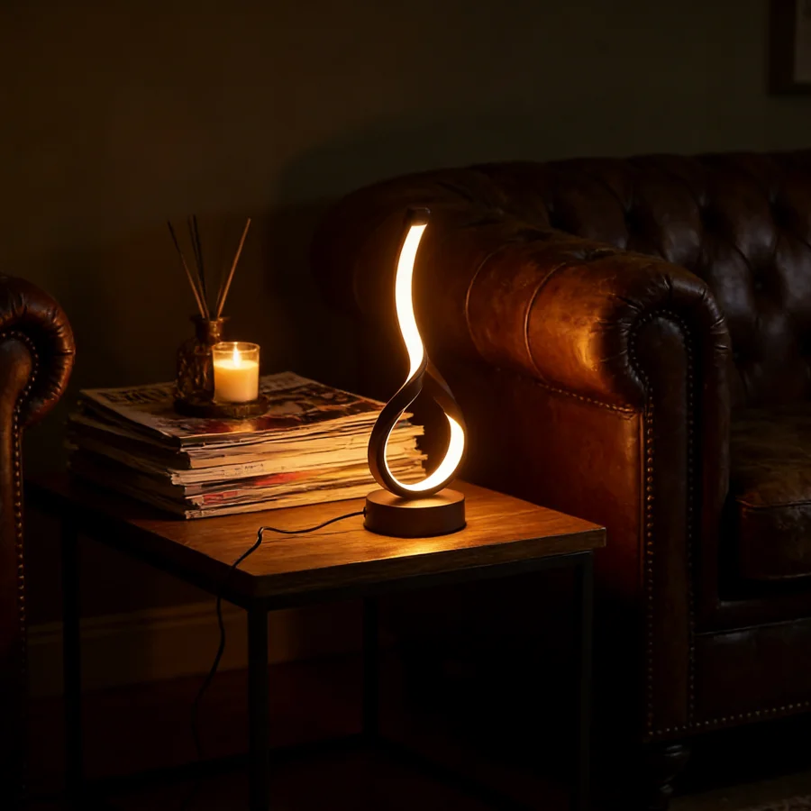 1PC Aesthetic Spiral LED Table Lamp,  Romantic Warm Light for Bedroom, Nightstand, Home Decor Gift