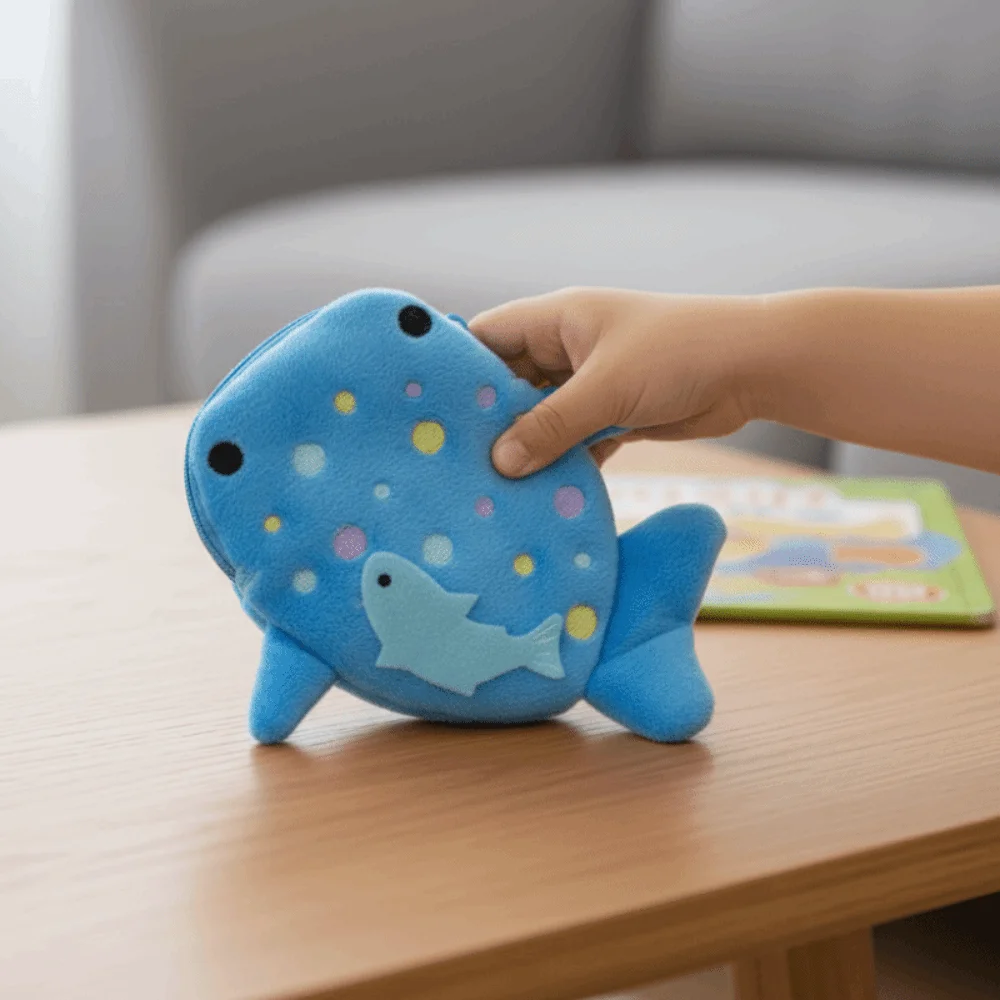 Cartoon Shark Whale Shark Coin Purse Bag Pendant Animal Shark Wallet Portable Zipper Coin Bag Earphone Bag Accessories