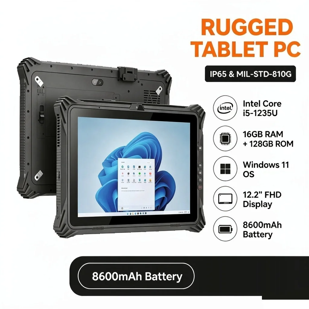 12.2 Inch High Quality Waterproof Shockproof Rugged Industrial Tablet Pc Intel Core I5-1235U 16GB 128GB Win11/10 Ip65