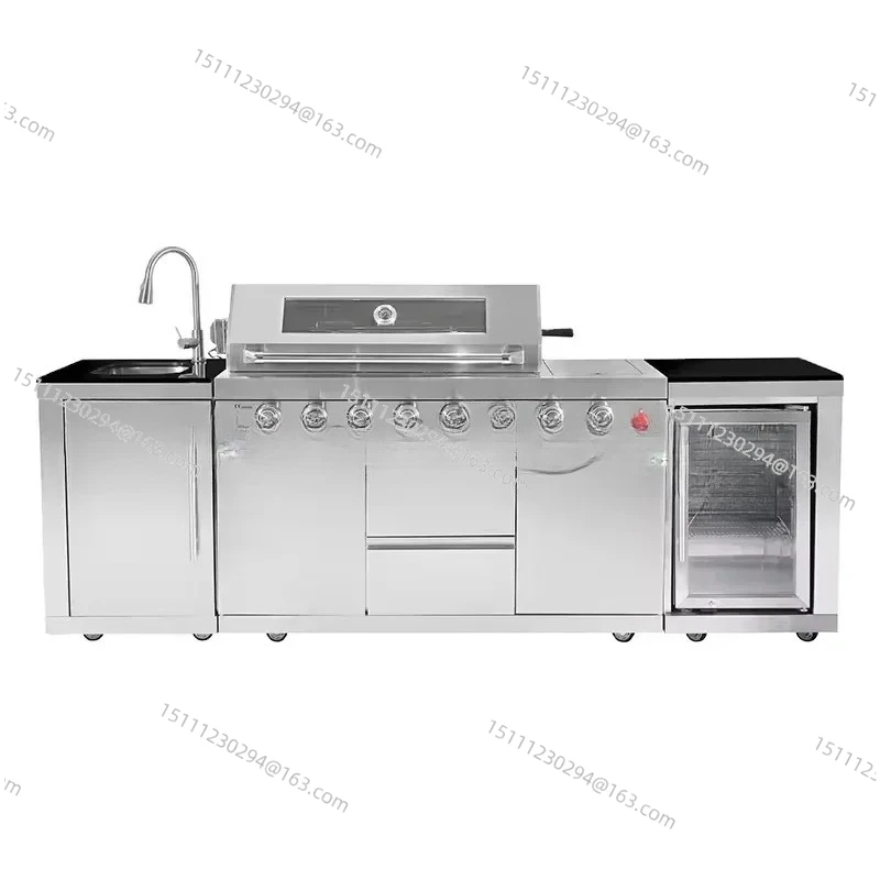 

Outdoor Kitchen Modular BBQ Island Grill Drawers Sink Summer Outdoor Kitchen Kits Cabinets Accessories Equipment BBQ Grill