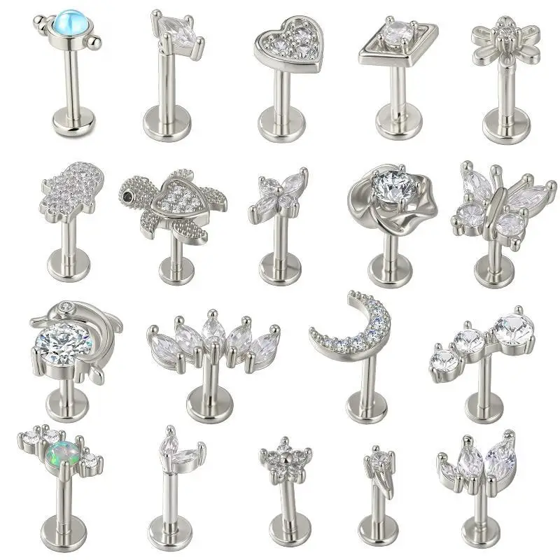 1Pcs Flower Tragus Piercing Stud Internally Threaded 316L Surgical Steel Jewelry For WomenNew
