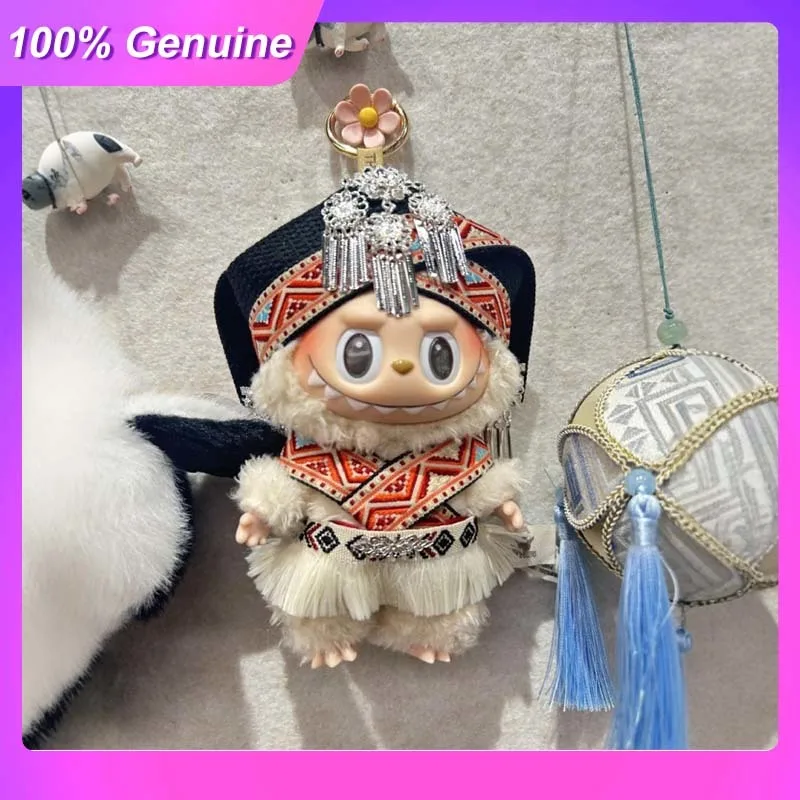 

Подходит для одежды Labubu 17 см V1/V2/V3 поколения слепая коробка кулон кукольная одежда милый стильный комплект Мяо шляпа ожерелье Ханфу