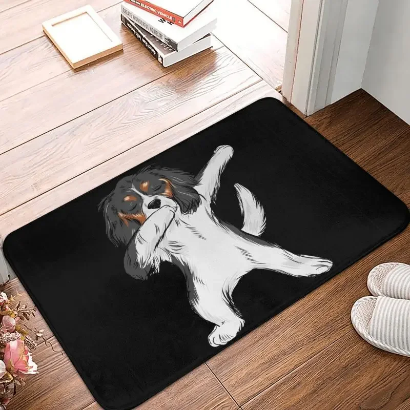 Dabbing Cavalier King Charles Spaniel Dab Dance-alfombra para puerta delantera, antideslizante, absorbente para interiores, felpudo para perros, alfombra de entrada para habitación