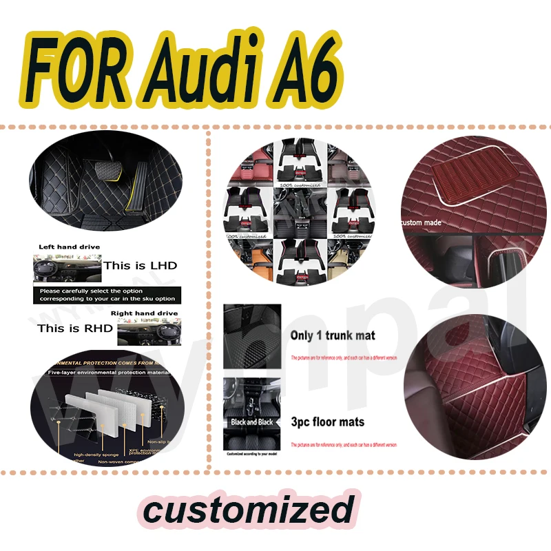 

LUXURY Car Floor Mats For Audi A6 C6 4F C7 4G Avant Wagon 2007~2018 Luxury Leather Mat