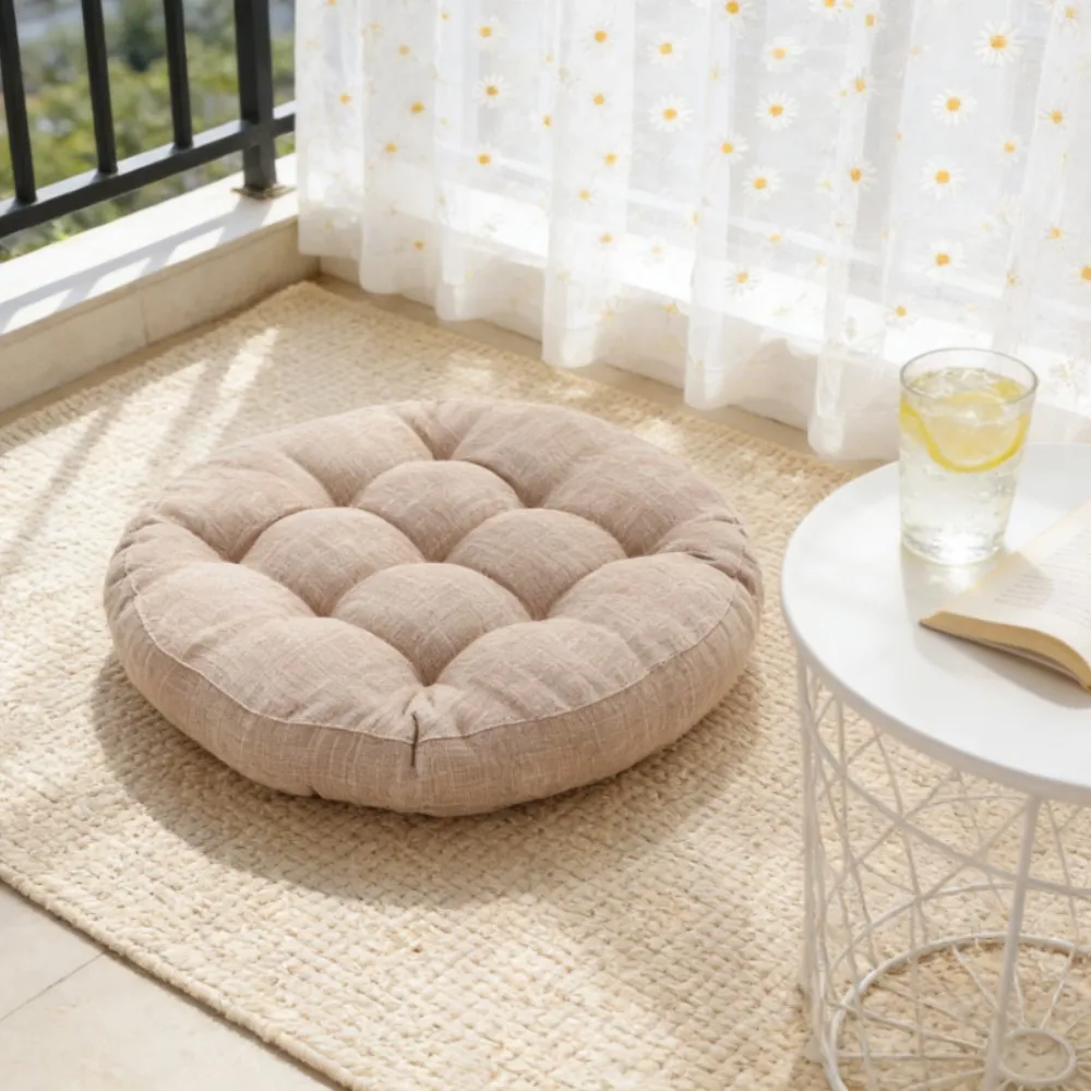 Rundes großes Geschenk-Bodenkissen, getuftete Cord-Kissen für Outdoor-Yoga, Tatami-Stuhlauflage, lässiges Sitzkissen, Lesekissen