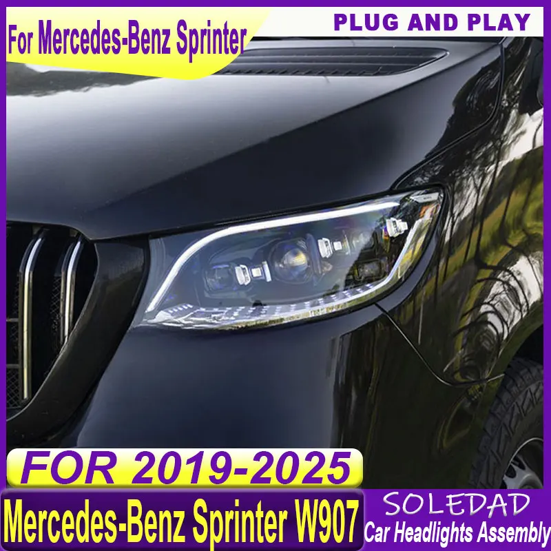 Car Headlight Assembly For Benz Sprinter 2019 2020 2021 2022 2023 2224 2025 Modified LED DRL And Sequential Projector Lenses
