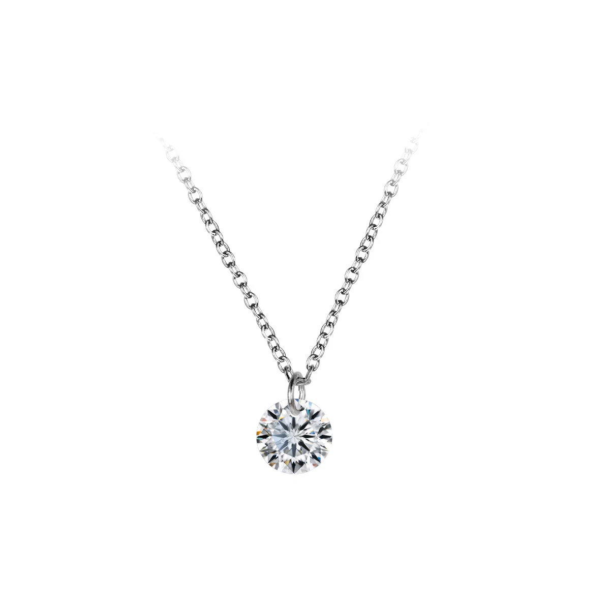Modian 2021 New Fashion Tiny 100% 925 Sterling Silver Round Clear Zircon Chain Necklaces Pendant For Women Wedding Jewelry Gift