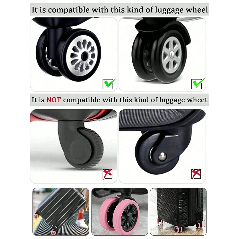 8PCS/Set Silicone Luggage Wheels Protector with Silent Sound Reduce Wheel Wear Suitcase Wheels Protection Cover.-zmt