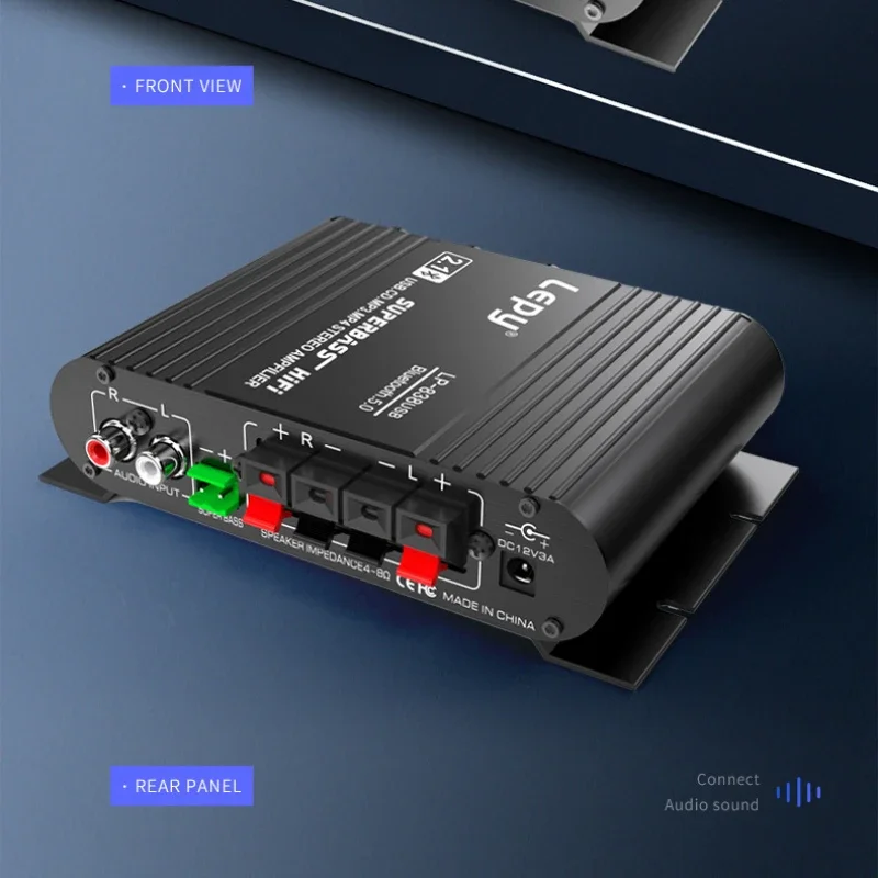 Bluetooth 5.0 Amplifier 2.1 3 Channel Super Bass Support USB Lossless Music Play With Remote Control Digital Amp LP-838USB