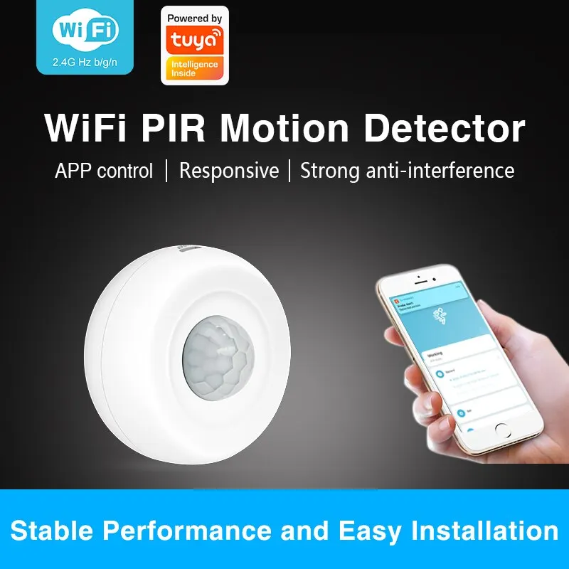 Tuya TY019 WiFi Smart PIR Motion Detection Sensor Security Burglar Alarm Sensor Smart Life App Control Support Alexa Google Home