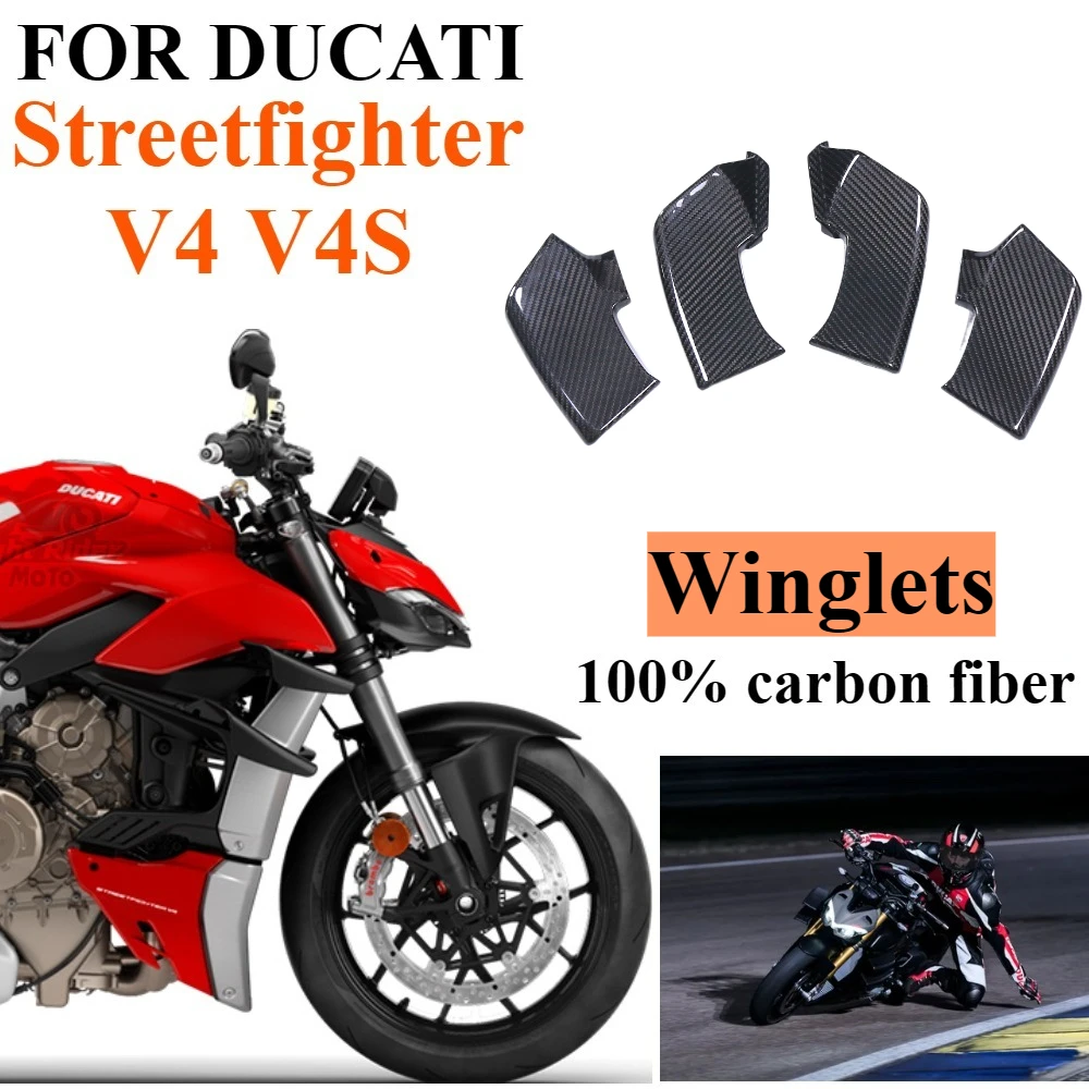 

Аксессуар для модификации мотоцикла, для DUCATI Treetfighter V4 V4S 2022 2023 2024 + 100% чистое углеродное волокно 3K, вертикальное фиксированное крыло