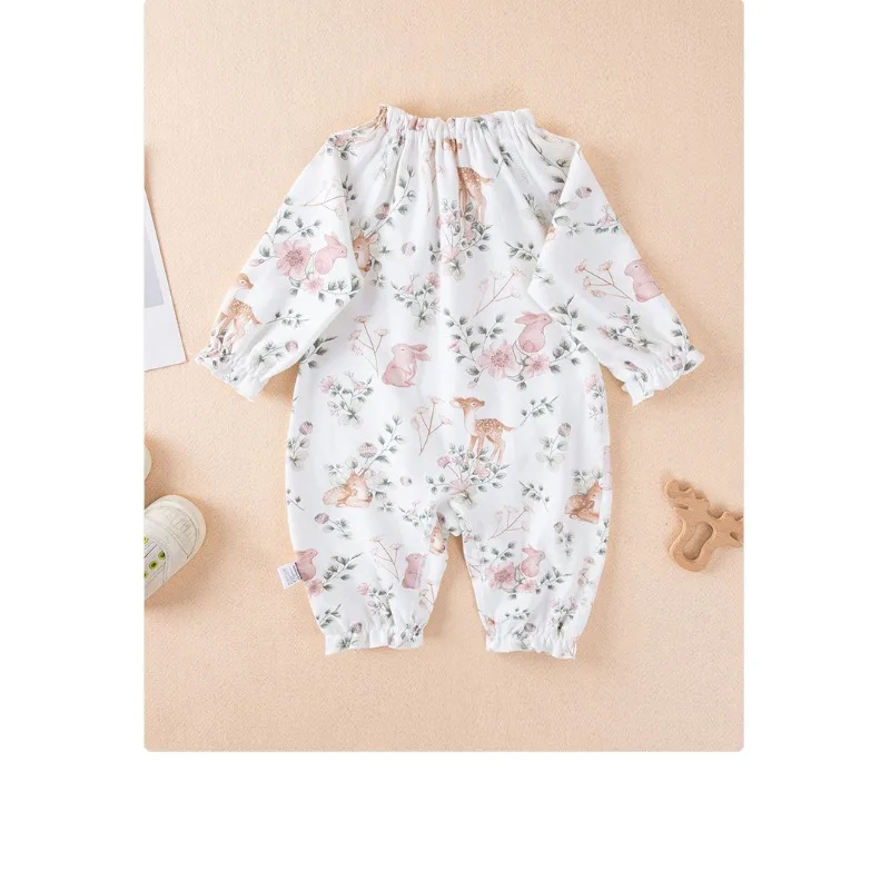 All Seasons Daily Baby Girl Romper Long Sleeve Print Floral Jumpsuit for Newborn-9M