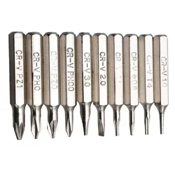 10 peças de pontas de chave de fenda 4mm haste 28mm torx cabeça cruzada com fenda ph00/ph0/pz1/pz0/sl3/sl2/sl1/t5/t4 peças de ferramentas manuais