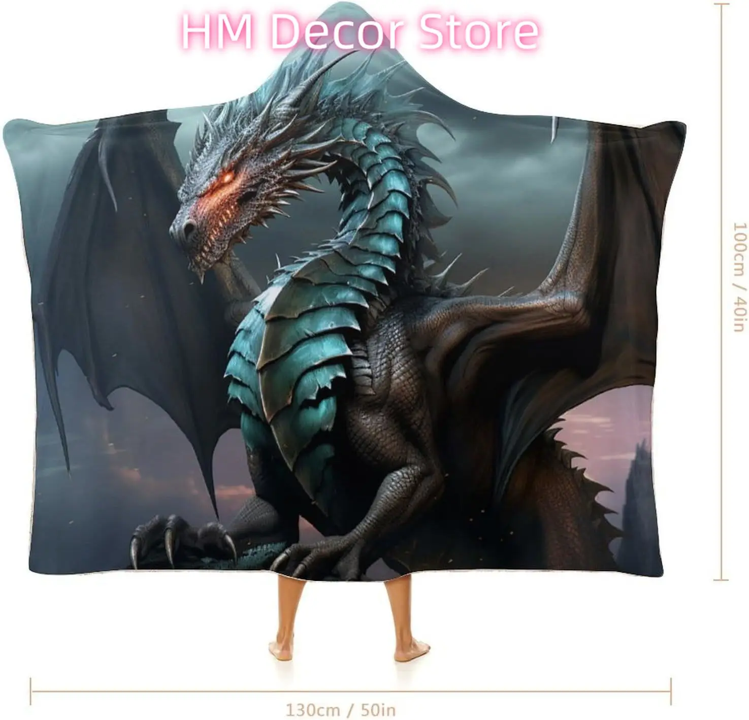 Cool Dragon Wearable Blanket Hoodie for Adults Oversized Fleece Hooded Sweatshirt Blanket Soft Cozy Wrap