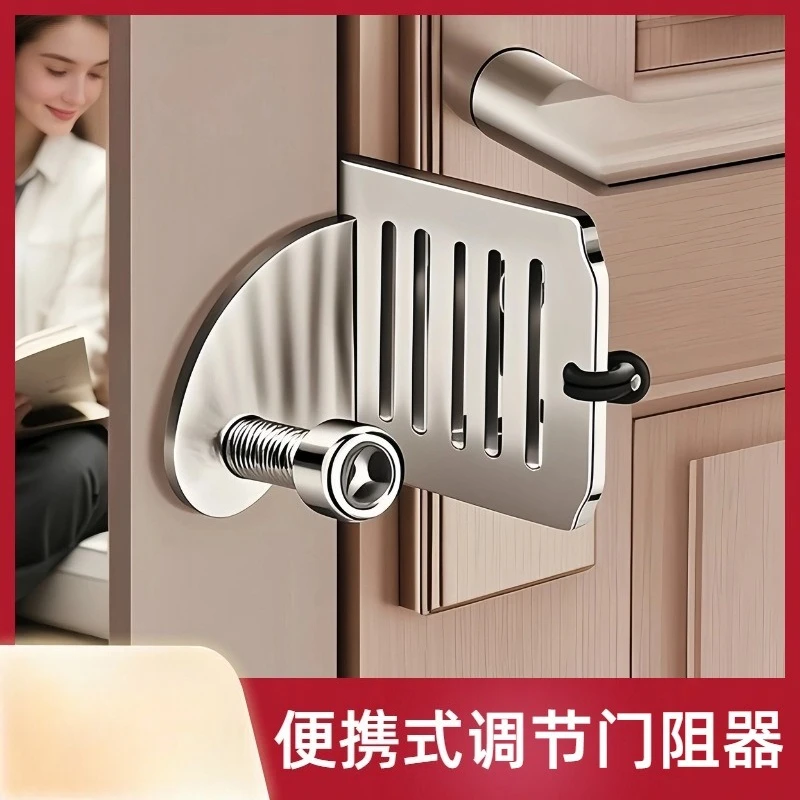 Portable Travel Door Lock Stainless Steel Heavy Duty Door Jammer Security Device for Hotel, Home, Apartment & Dorm Anti-Theft