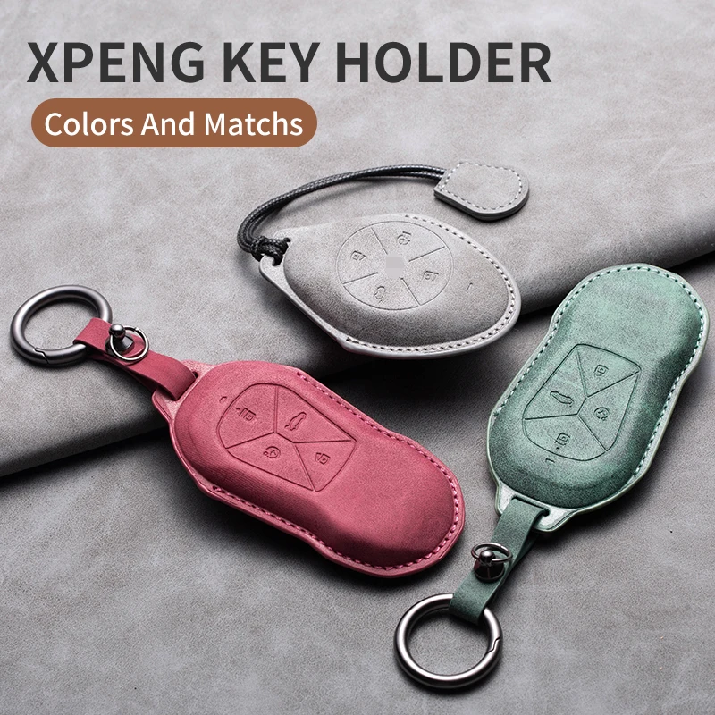 

Leather Car Remote Key Case Cover for Xiaopeng Xpeng P5 P7 G3 G6 G9 G3i 2021 2022 Car Key Fob Shell Holder Keychain Accessories