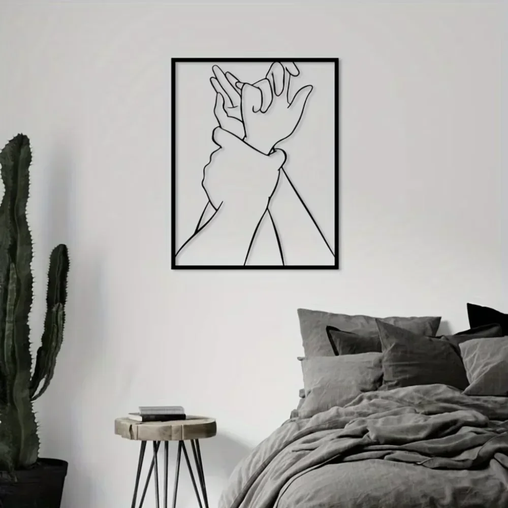 CIFBUY Couple Hand Metal Wall Art Heart Shape Love Decor Living Room Bedroom Bathroom Modern Home Stylish Accent Plaque