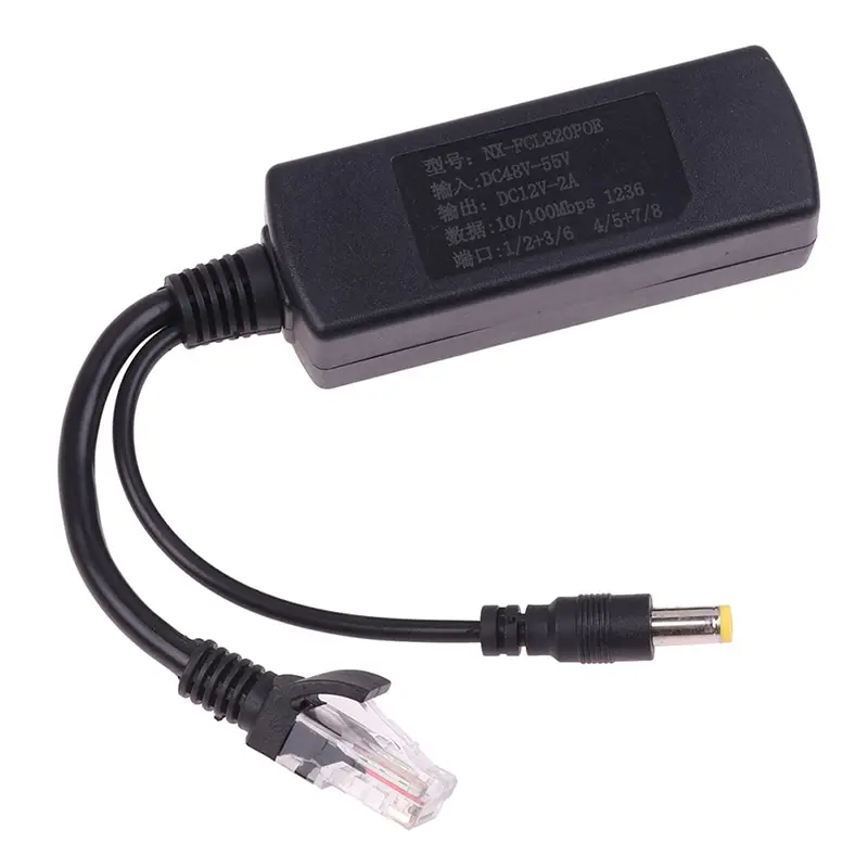 Adaptador de conectores POE de 48V a 12V, Cable divisor, módulo de fuente de alimentación del inyector para cámara de seguridad, vigilancia CCTV