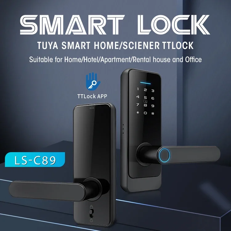 004 Locstar Security Fingerprint Doorlock Cerradura Inteligente Digital Biometric Ttlock App Wifi Smart Door Lock