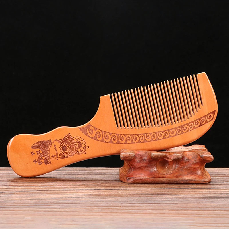 Natural Peach Wood Comb Close Teeth Anti-Static Head Massage Beard Hair Care Tool Beauty Accessories Barber Women'S Hairdres