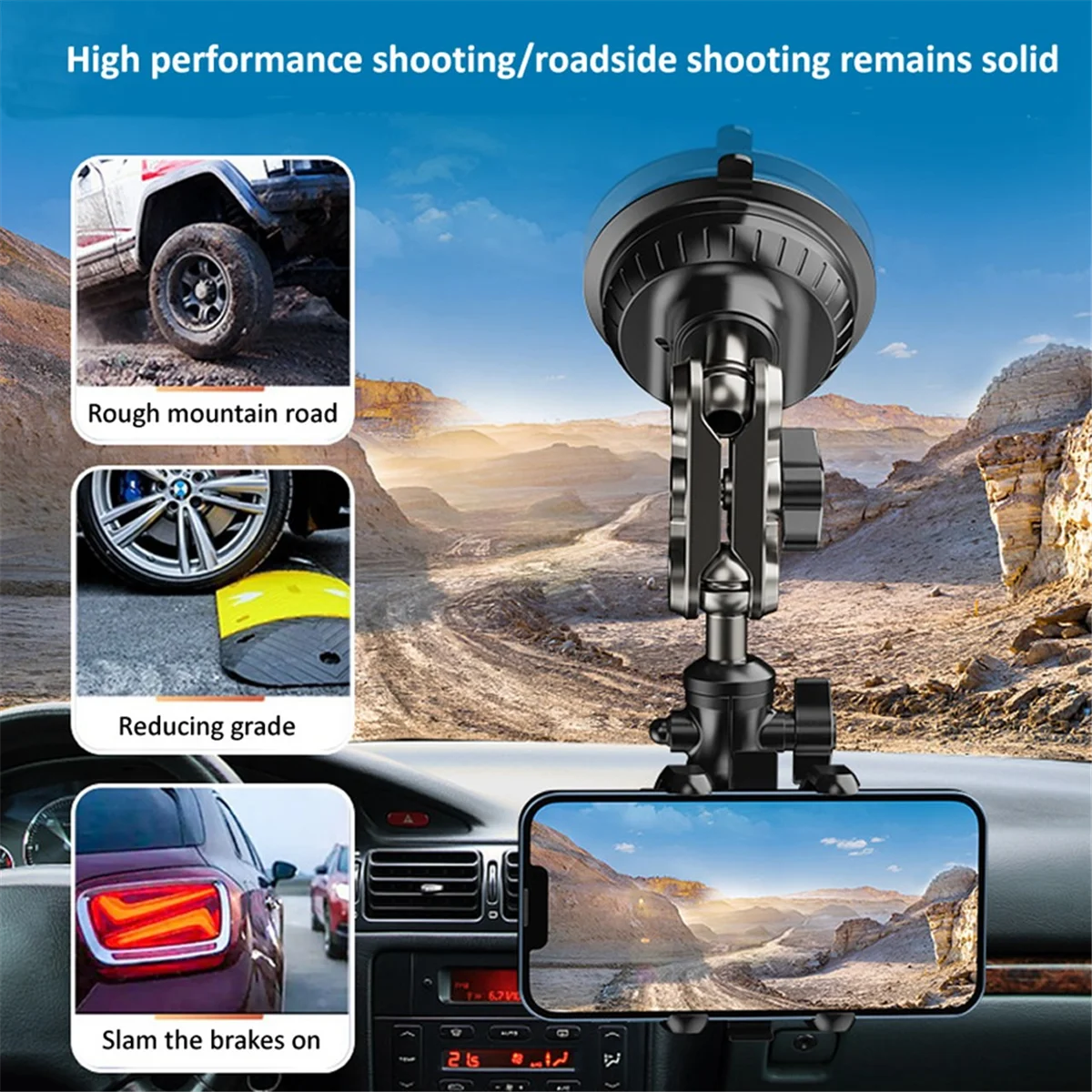 

Car Mobile Phone Bracket Selfie Fixed Universal Outdoor Travel Self-Driving Sucker Bracket for Car Window Windshield