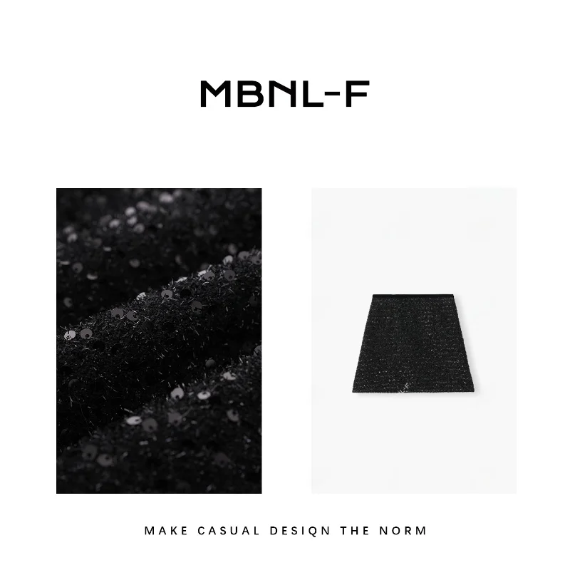 

Юбка-брюки MBNLF с высокой талией и пайетками, коллекция 2024FW, ретро-стиль, женская юбка XMQZ5033, блестящее вечернее платье