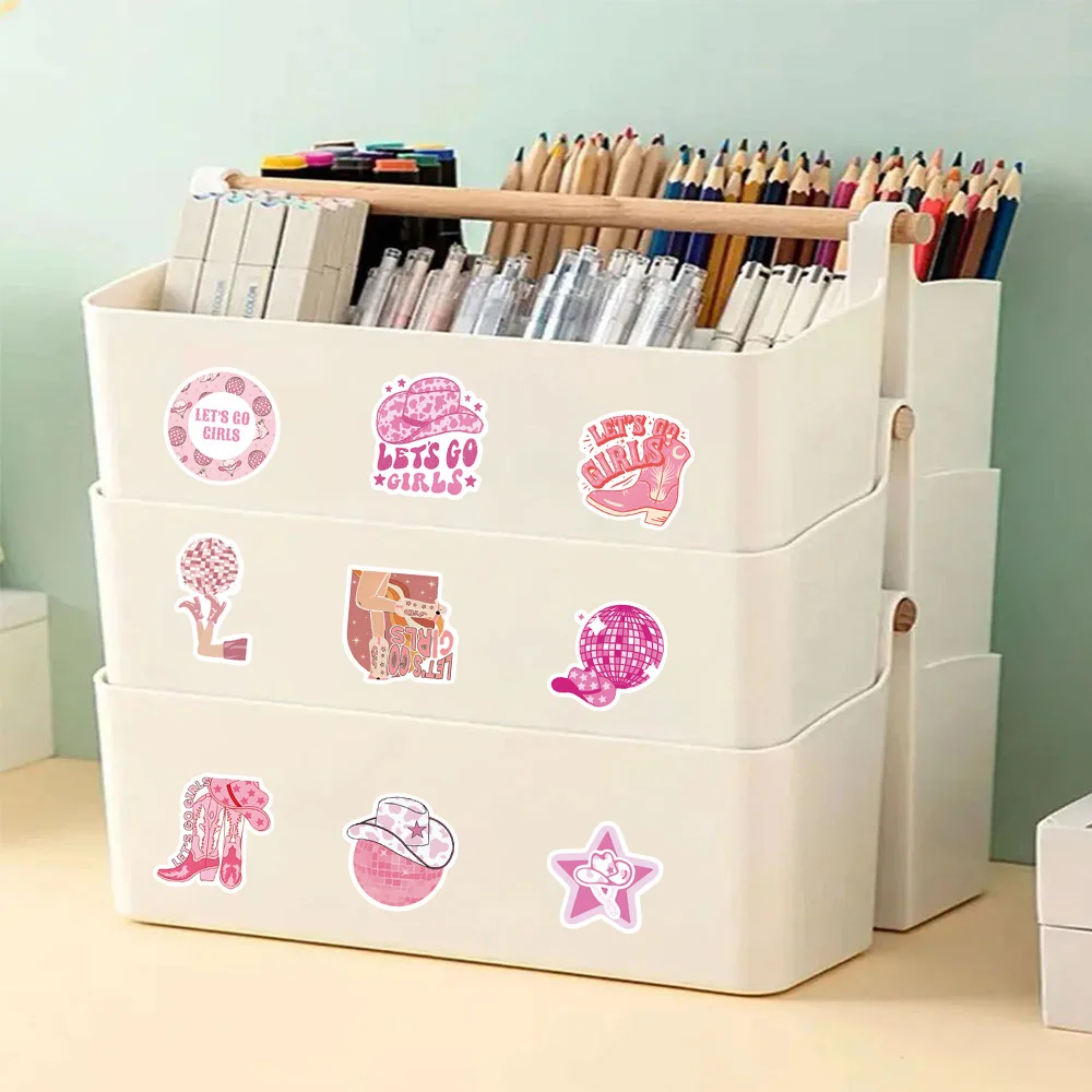 30PCS Pink Disco Cowgirl Graffiti Stickers Party Decoration Stickers Water Cups Plate Scrapbook Personalized Decoration Stickers