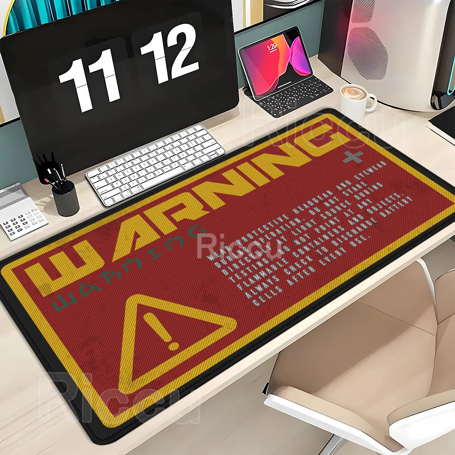 HD Printing English Warning Art PC Gaming Mousepad Non-Slip Base Rubber XXL Office Accessories Mouse Pad Keyboard XXL Desk Mat