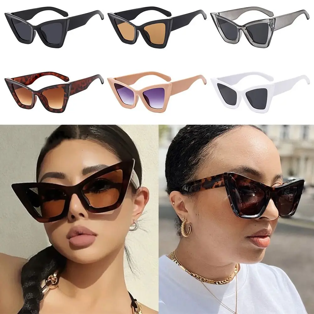 Retro Oversized Cat Eye Sunglasses for Women Vintage Punk Sun Glasses Fashion Black Shades UV400 Beach Travel Streetwear Eyewear