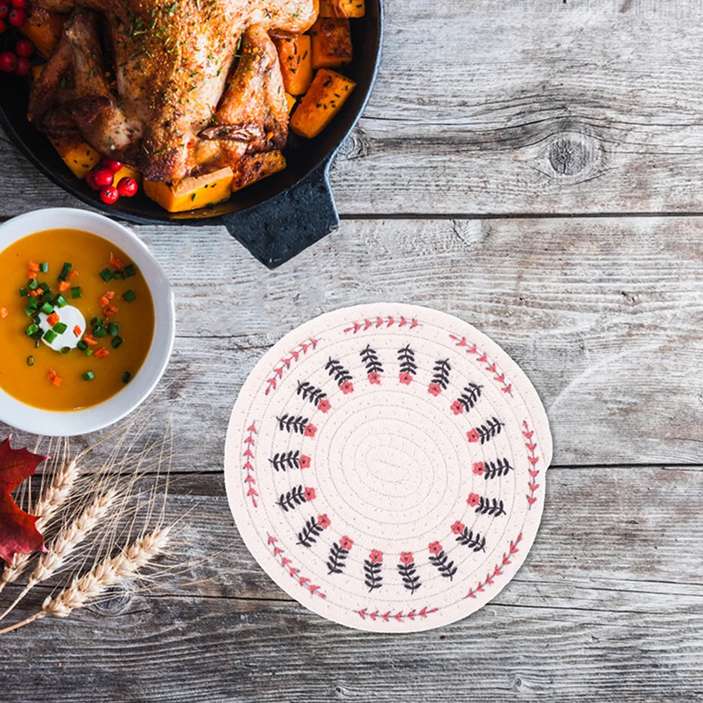 4pcs Anti scald Coasters Woven Cotton Rope Round Heat Insulation Table Pad for Coffee Drinks Home Accessories