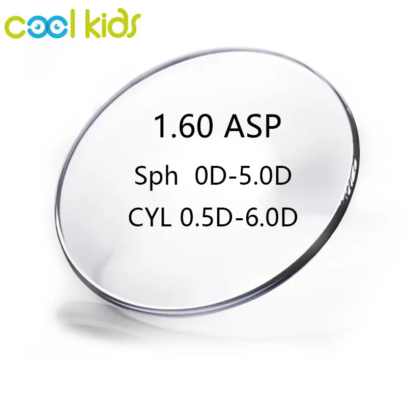 

COOL KIDS 1.60 Index 0.5-6.0D Prescription Lenses Resin Aspheric Glasses Lenses for Myopia/Hyperopia/Presbyopia Eyeglasses Lens