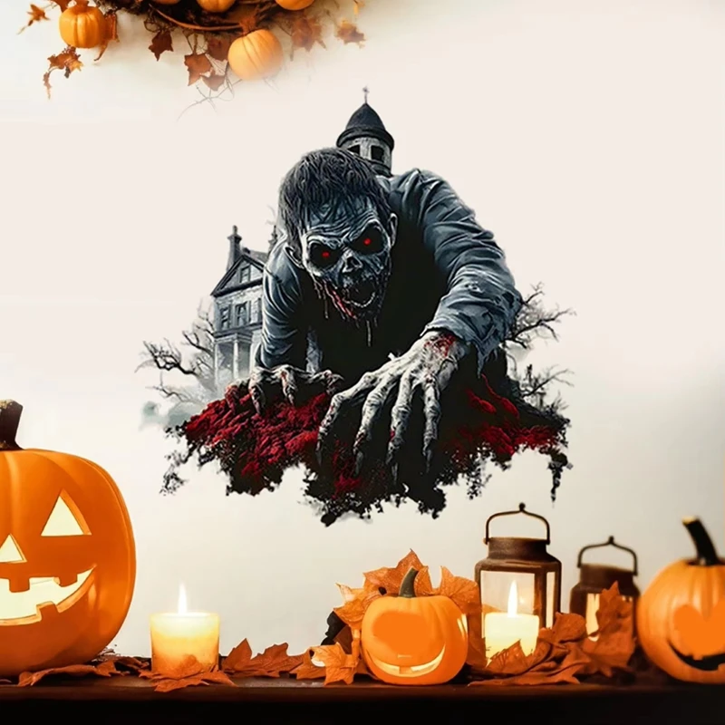 3D Wall Stickers Halloween Floor Sticker 3D Horror Hand Decal Home Decoration for Indoor Outdoor Gathering Bathroom-A57M