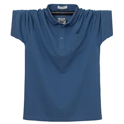 Polo con bolsillo para hombre, Camiseta lisa de algodón, 6XL talla grande, informal, transpirable, ropa para exteriores, Tops de verano