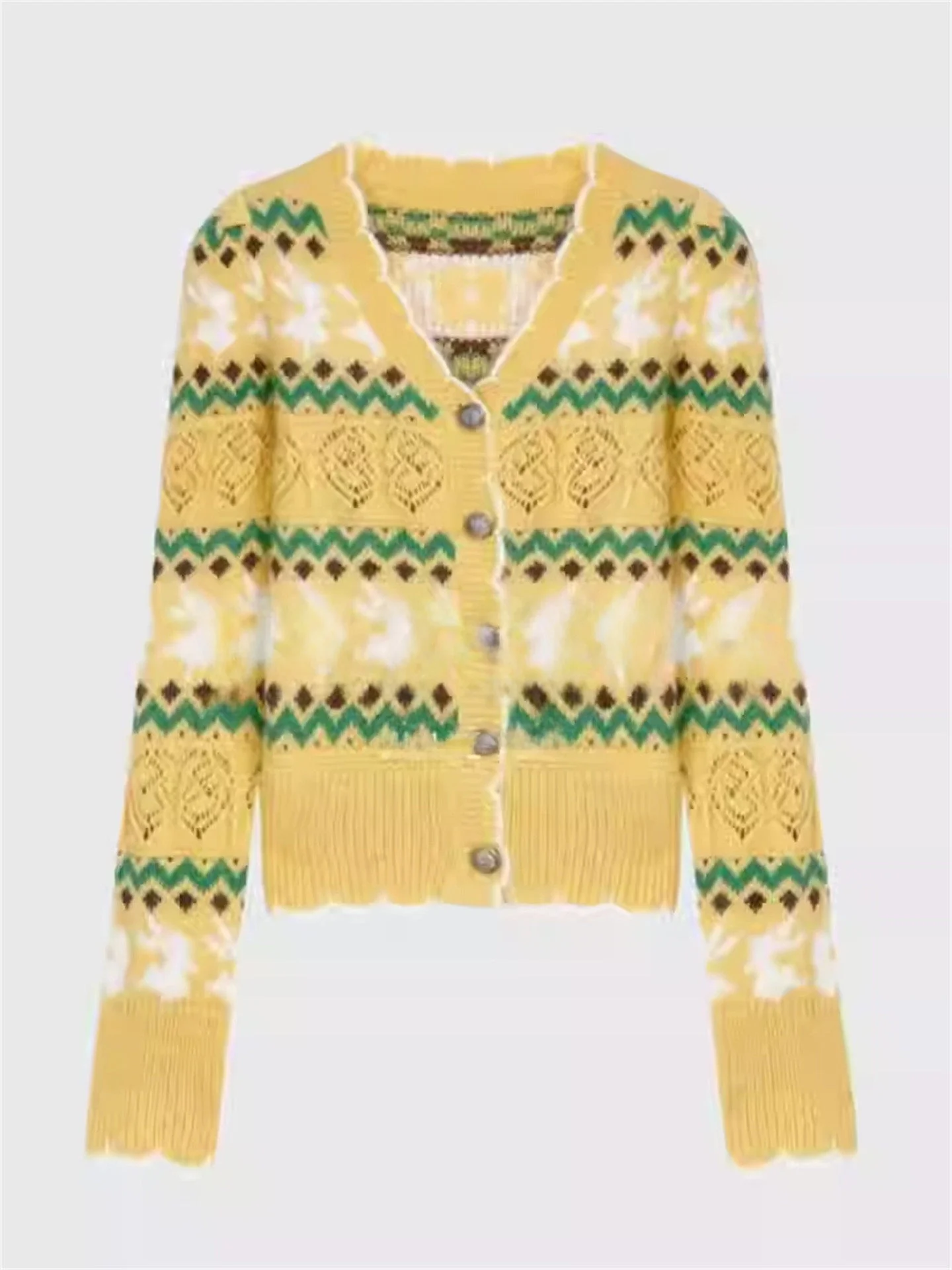 

Новый весенний свободный женский вязаный свитер в полоску с цветными блоками, удобный, дышащий, с V-образным вырезом, повседневный модный топ