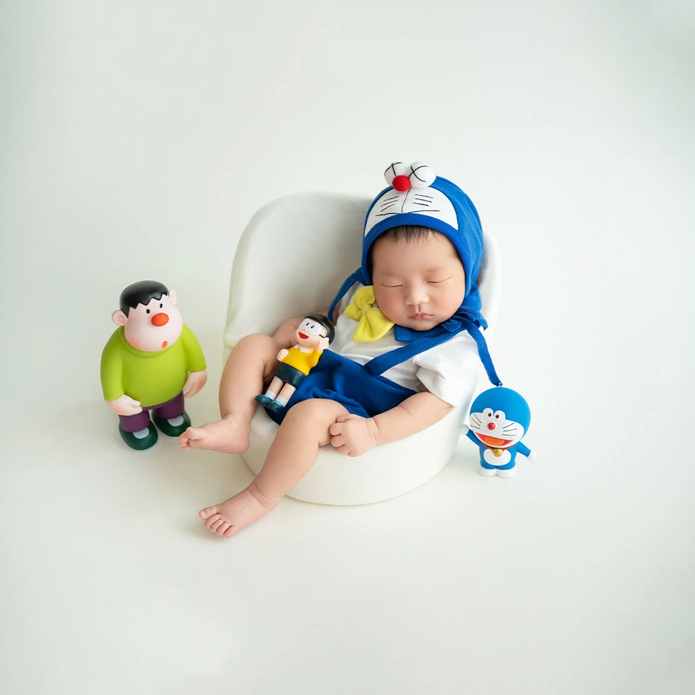 

Newborn Photography Outfit Hat Short Sleeves Overalls Cute Anime Cosplay Costumes Decorative Doll Props Studio Anime Photo Theme