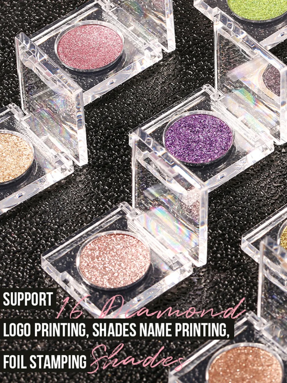 Sombra óptica camaleão de alto brilho diamante marca própria maquiagem vegana atacado logotipo personalizado paleta de glitter