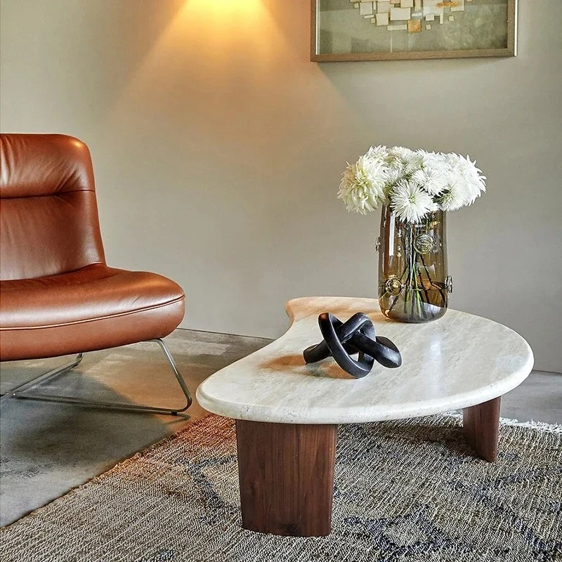 Solid wood, travertine, marble, special-shaped coffee table