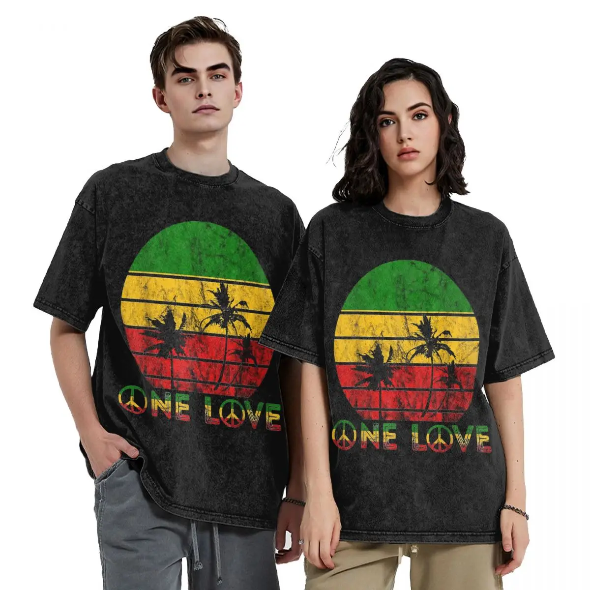 

Harajuku Vintage Style Arts Bob Marley One Love Hip Hop Short Sleeve T-Shirts Washed Tops Tees Streetwear T Shirt for Men Women