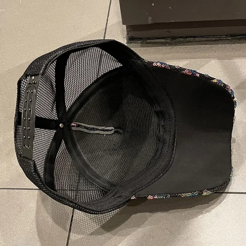 2020 Women Girl Ponytail Hat Baseball Cap New Fashion Baseball Sequins Shiny Messy Bun Snapback Sun Caps for Outdoor Activity