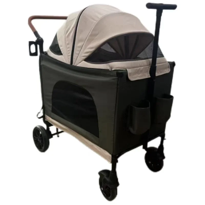 JXB Wholesale Medium Detachable Folding Roomy and Secure Large Dog Stroller pet stroller Trolley for Travel