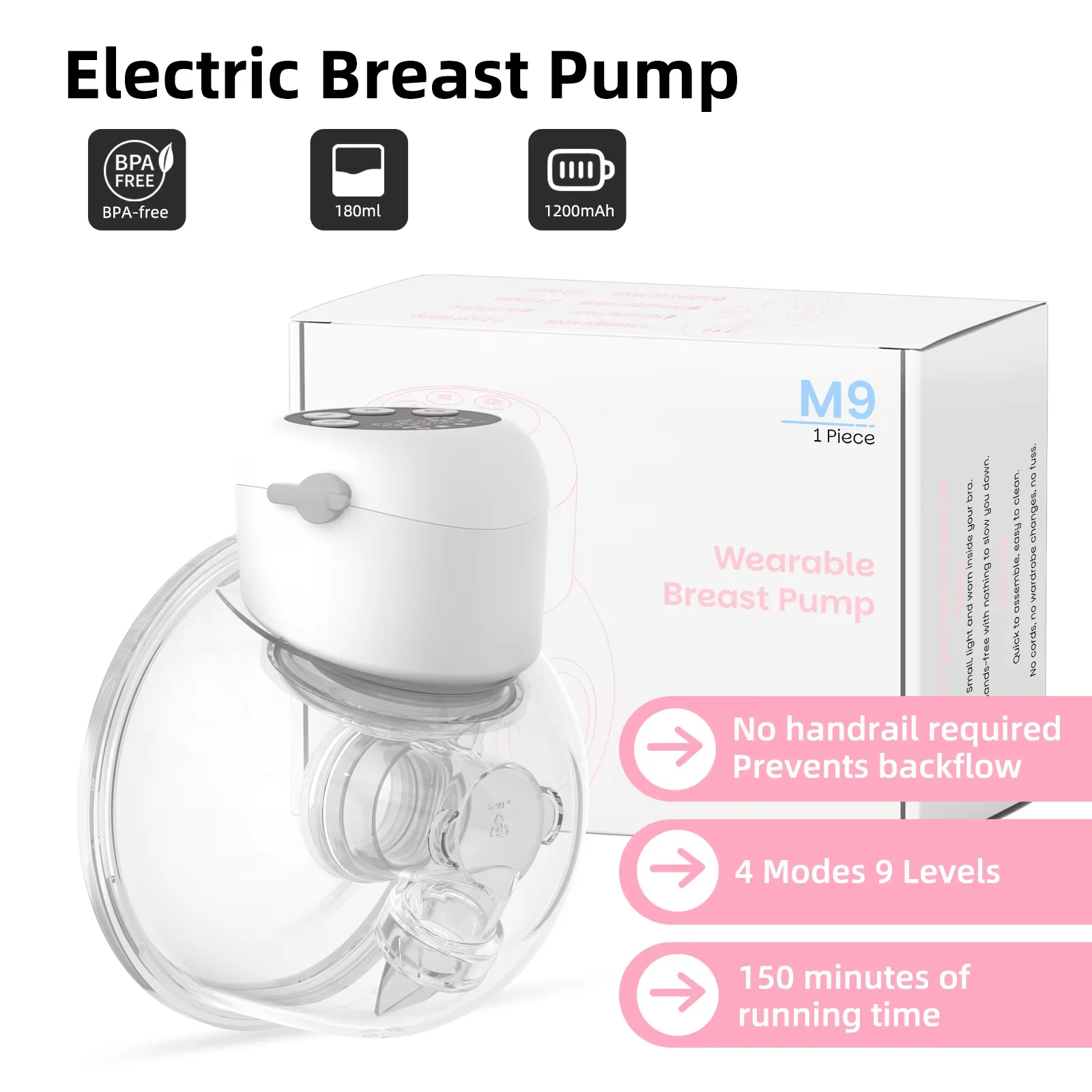 tire-lait-portable-mains-libres-tire-lait-electrique-confortable-collecteur-de-lait-avec-ecran-lcd-4-modes-et-9-niveaux-300-mmhg-max