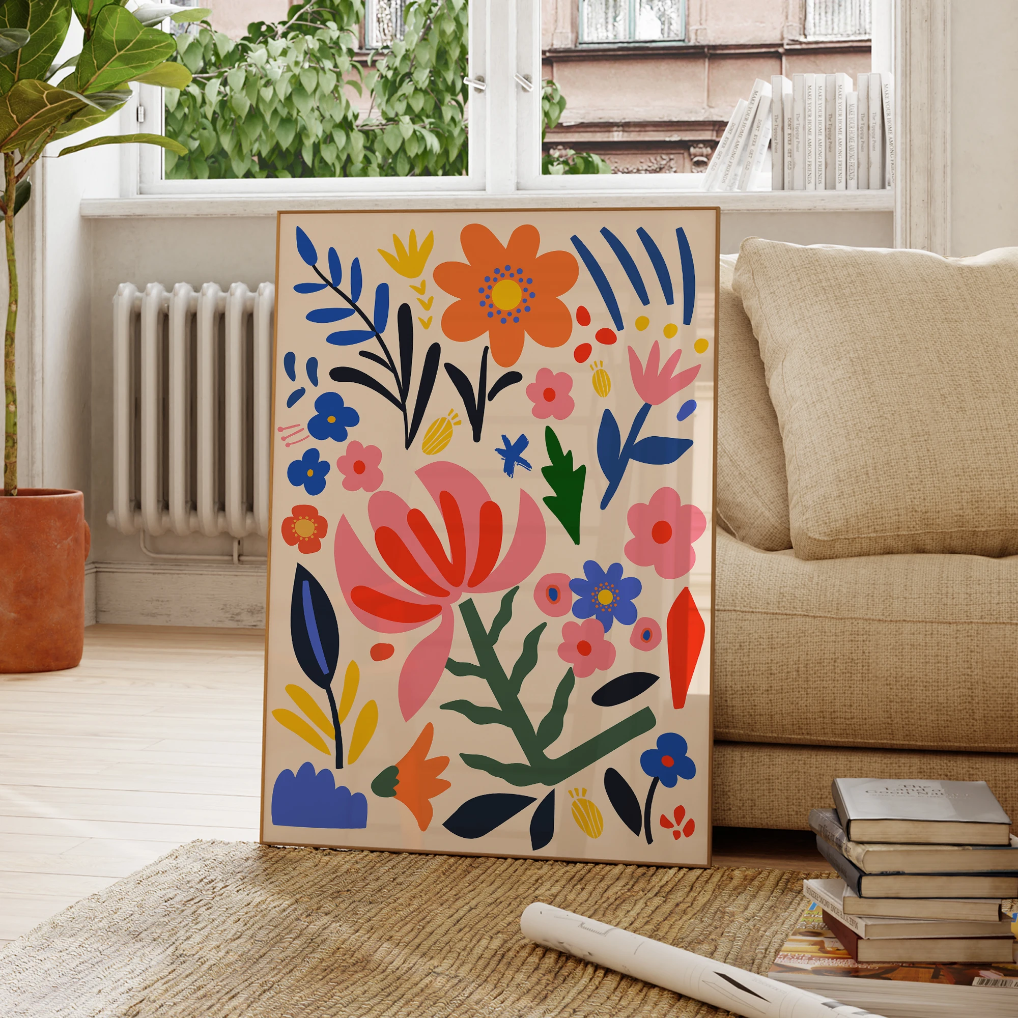 Modern Minimalistic Bouquet Of Flowers Wall Art Prints Canvas Painting Poster Picture For Living Room Girls Bedroom Home Decor
