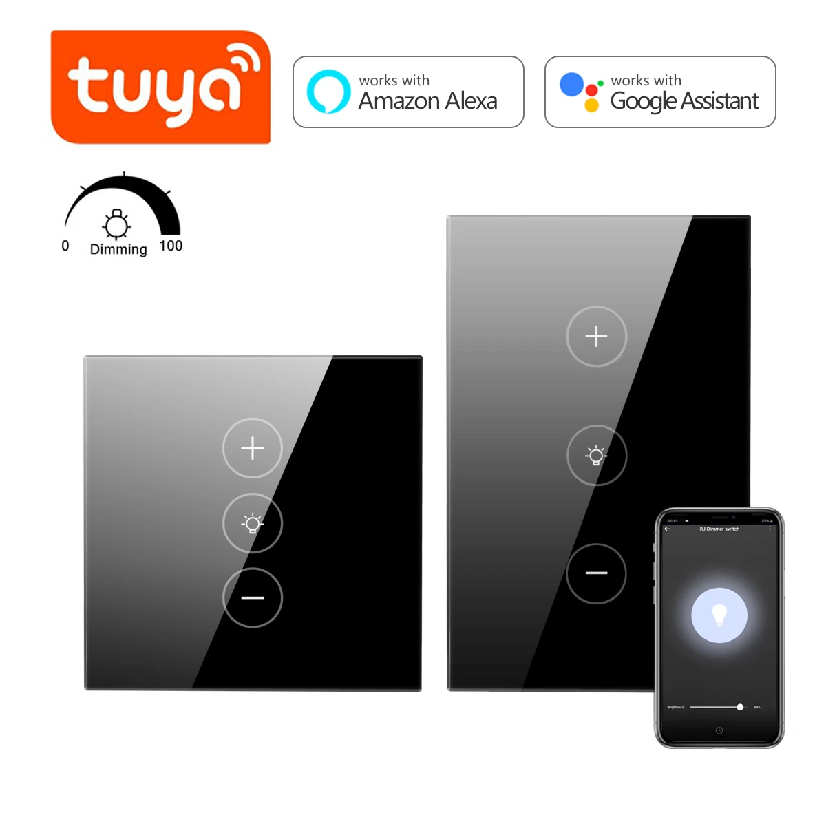 

Tuya WiFi Smart Switch Light Wireless Touch Dimming Wall Control LED Remote ON/Off Dimmer Work with Alexa Google Home Voice