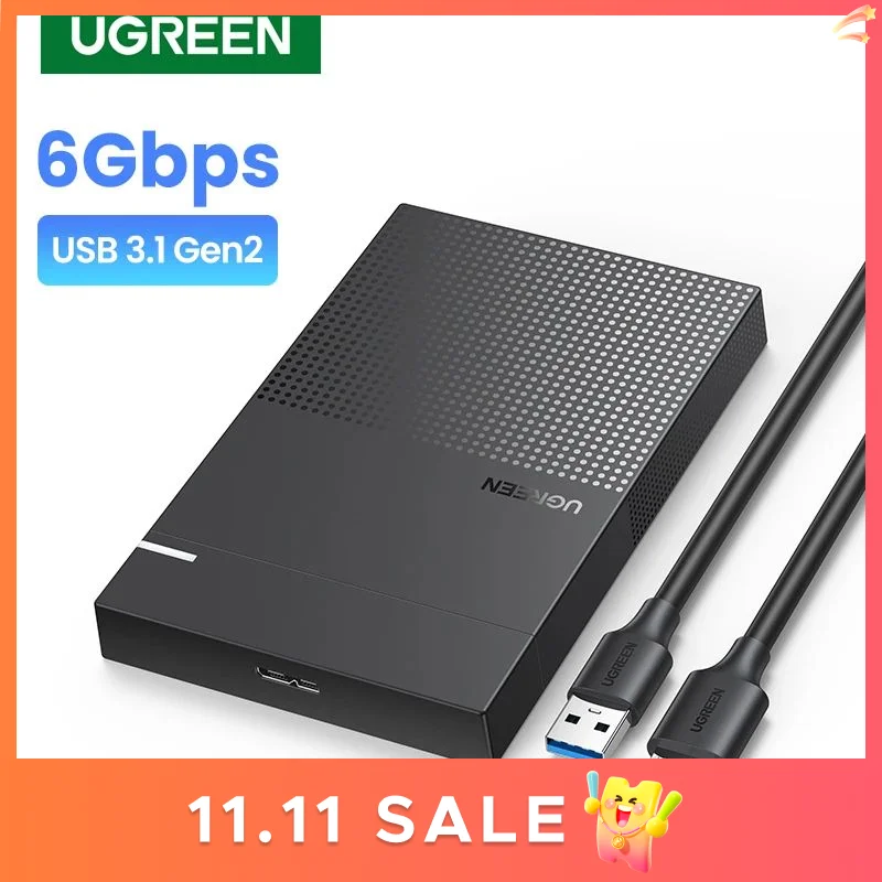 

Корпус для внешнего жесткого диска UGREEN, 2,5 дюйма, USB C, 2 в 1, SATA на USB 3,1 Gen 2, 6 Гбит/с