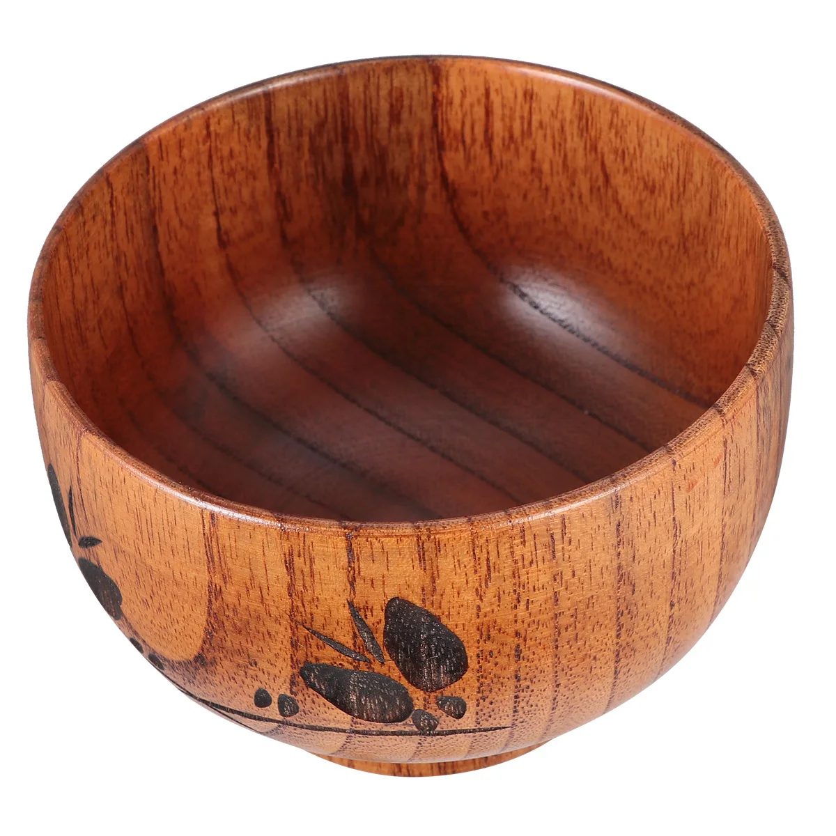 

1Pcs Wood Bowl Natural Wooden Anti-Slip Carved Design Kids Adult Safe Soup Rice Food Container Tableware Gift