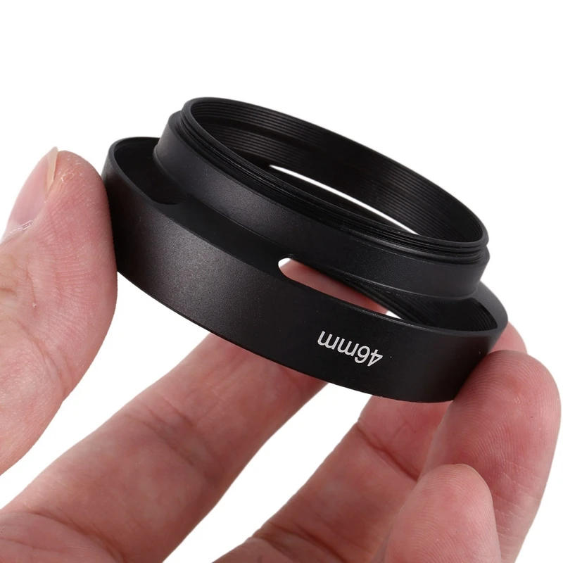 2X Black 46Mm Metal Lens Hood For 25Mm F1.4 35Mm F1.6 50Mm F1.8 Mirrorless