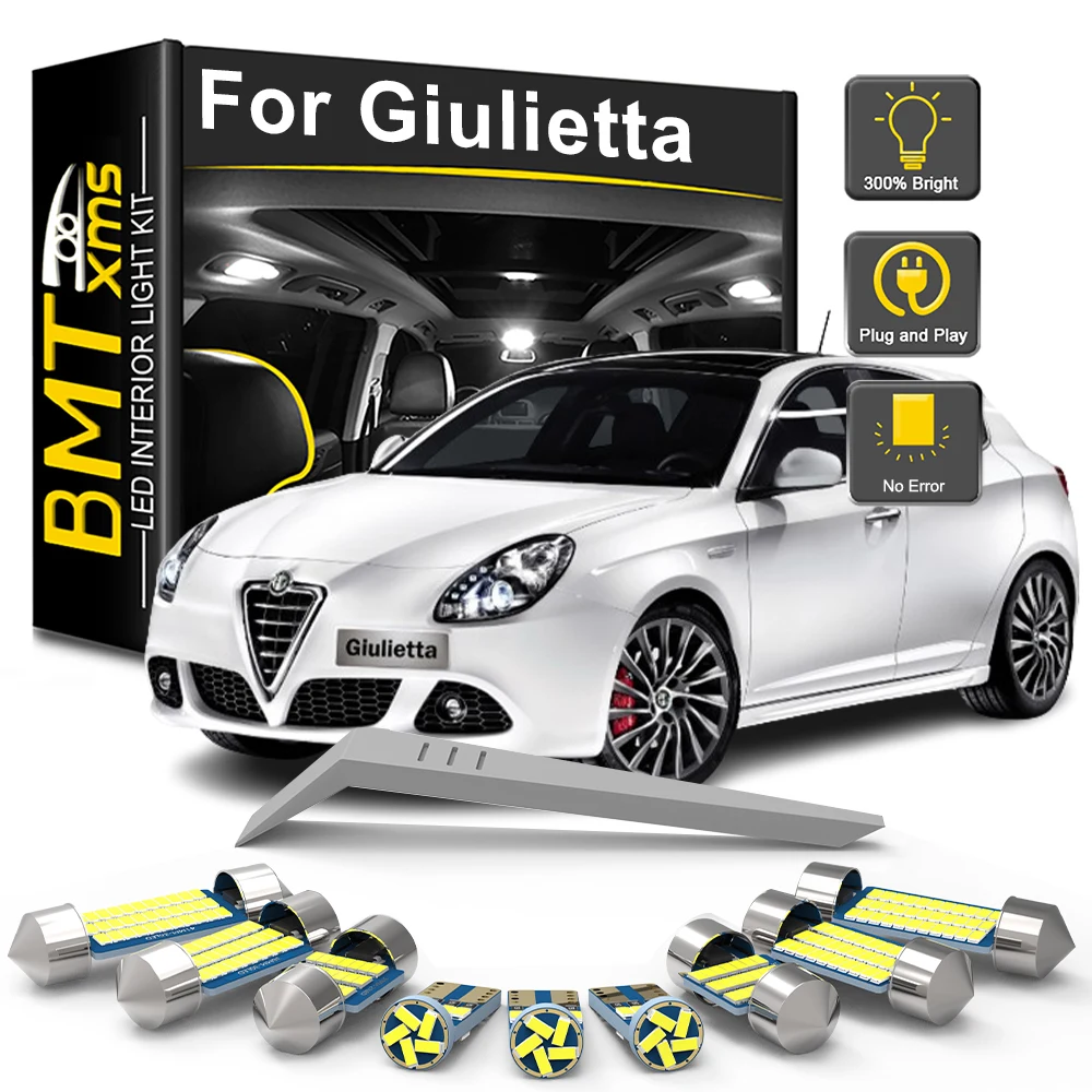 

BMTxms 15Pcs For Alfa Romeo Giulietta 940 2010-2014 2015 2016 2017 Car LED Interior Light Bulb Kit Map Dome Trunk Vehicle Lamp