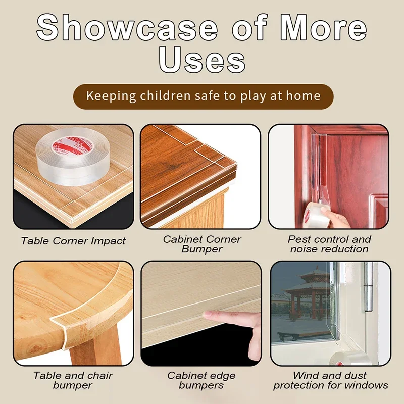 Single sided nano tape waterproof and mildew proof transparent acrylic tape washable and reusable kitchen and bathroom supplies