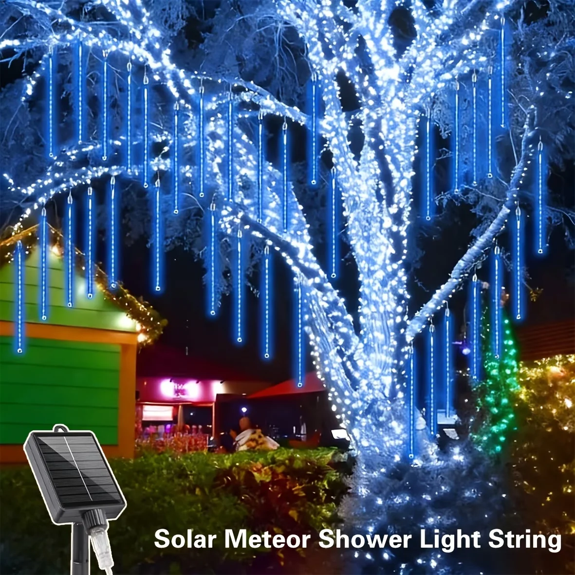 

Solar Meteor Shower String Lights 8 Tubes Outdoor Garden Lights with Four Colors Available Halloween Thanksgiving Lights