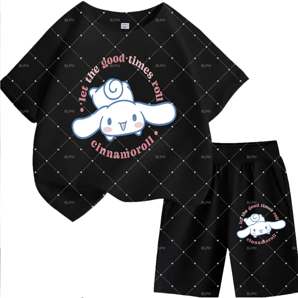 

Милый детский комплект футболок Sanrio Cinnamoroll, Let the Good Times Roll, очаровательный мультяшный дизайн для детей